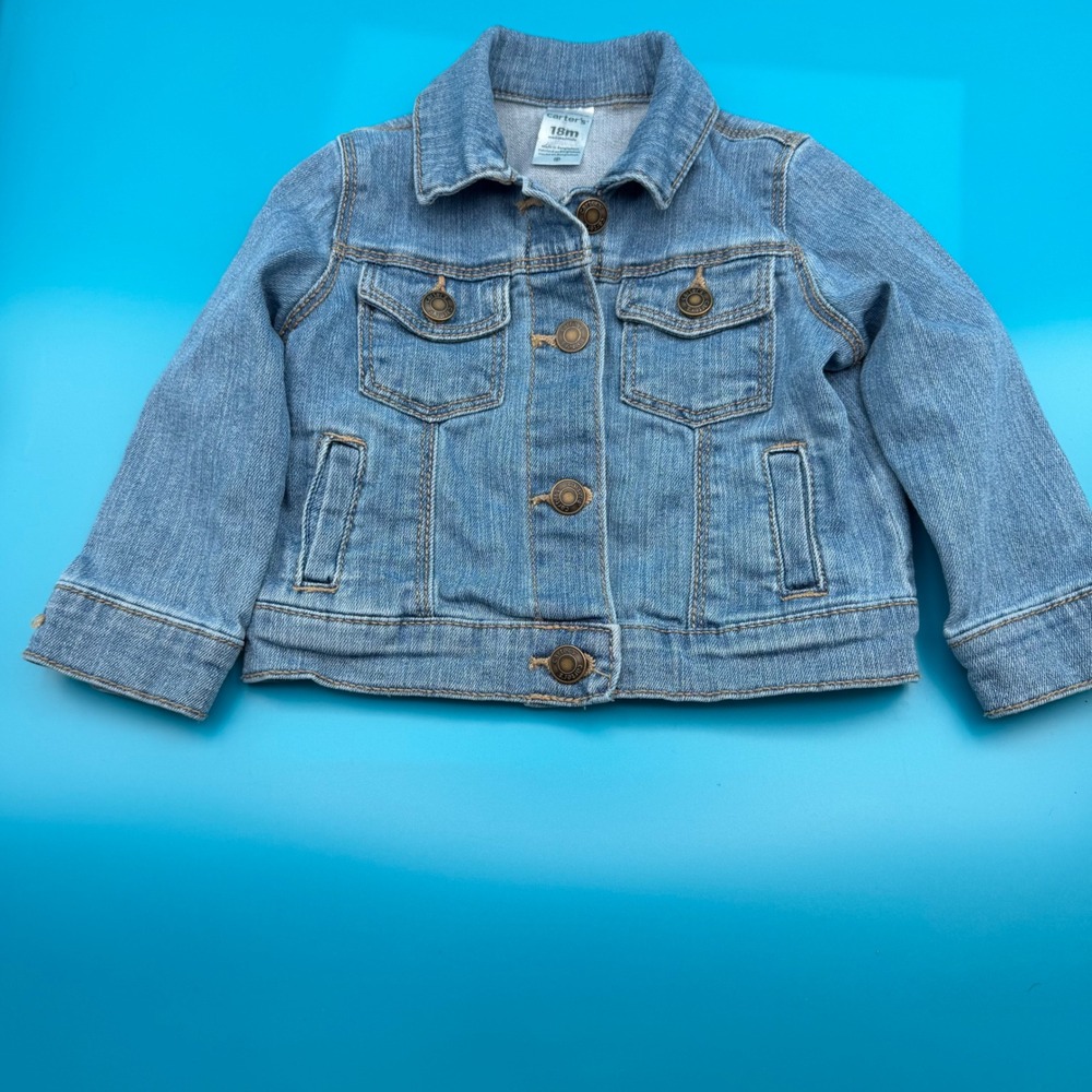Carter's Denim Jacket Kids 18M Blue Excellent Button Front Trucker Jacket